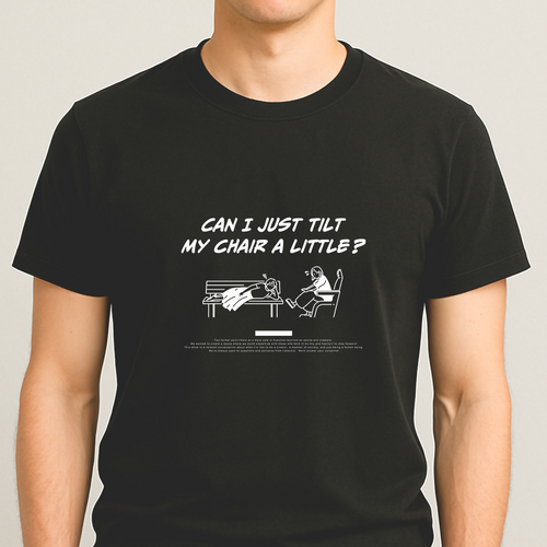 Tシャツ_XLサイズ_ブラック『ちょっと、席たおしてもいいですか？』