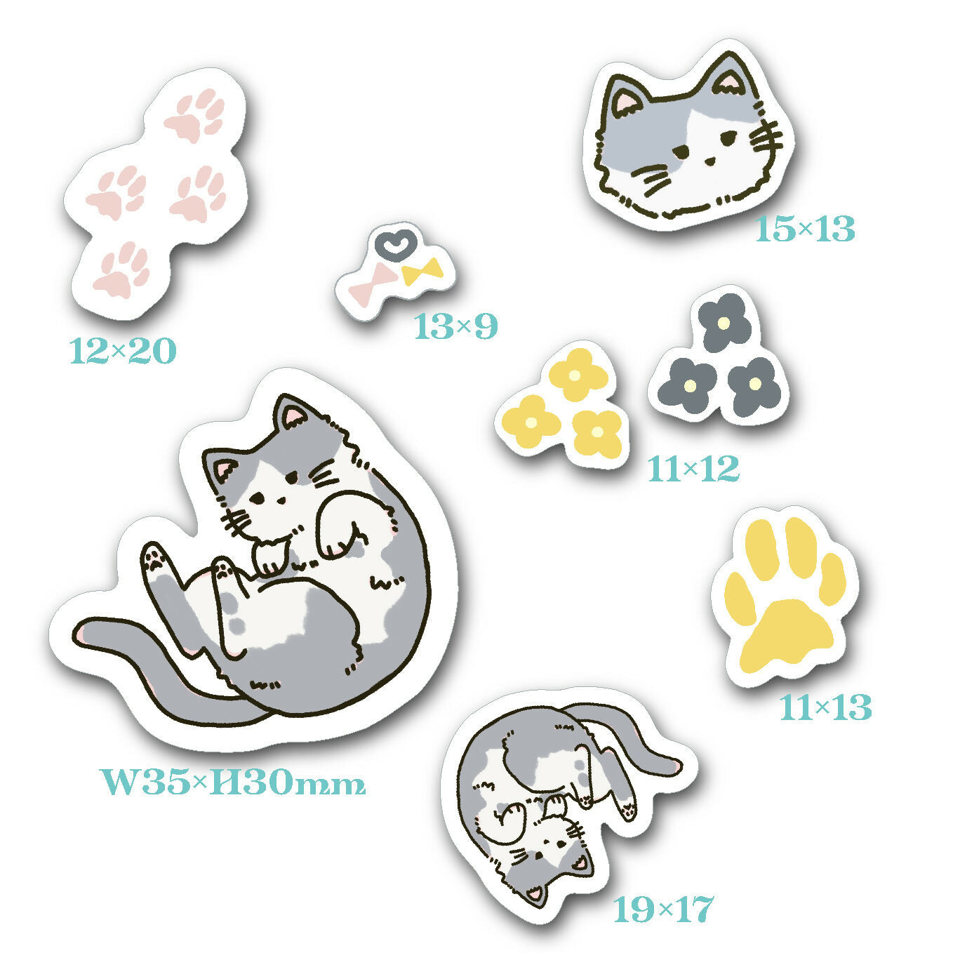 まるくなる猫[フレークシール]9枚入り